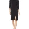 Calvin Klein 3/4 Sleeve Scuba Crepe Sheath Dress With Asymmetrical Neckline & Slit -Summer Fashion Clothing 51x26w3IA L. AC SR736920
