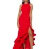 Betsy & Adam Long Halter Crepe Tiered Ruffle Gown -Summer Fashion Clothing 71L1coqSSWL. AC SR736920